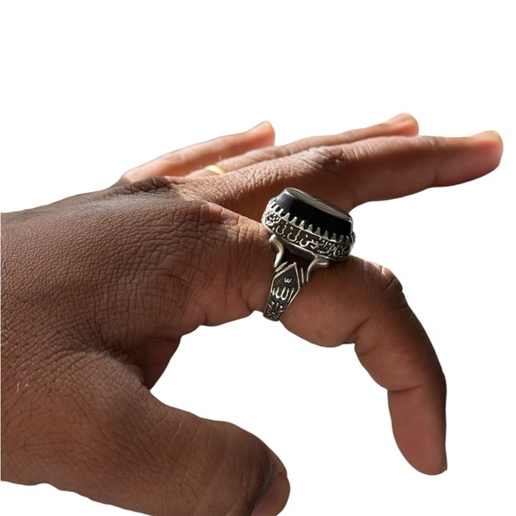 Egypt black onyx handmade 925 sterling silver ring - Picture 9 of 9